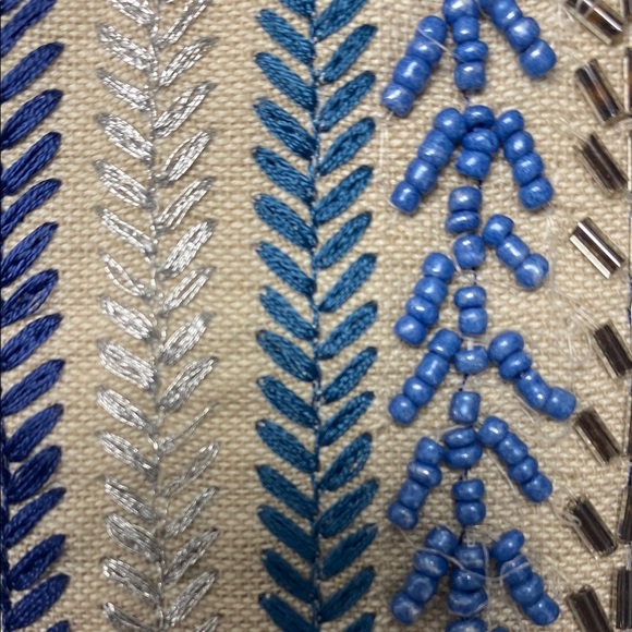 Blue and Cream Striped Accent Pillow - Picture 8 of 11